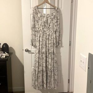 Baltic Born white and grey floral maxi dress - size large